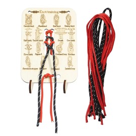 Learn Knot Training Board,Knot Tying Practice Kit,Wooden Knot Tying Practice Board Kit with 16 Popular Knots and 10 Nylon Paracord, DIY Hands on Ropes Training Board Outdoor Skills Educational Tool