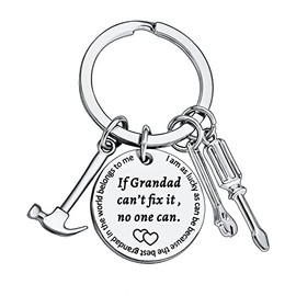 BESPMOSP Grandad Keychain Grandpa Gifts From Grandson Granddaughter Birthday Gift Keyring Father's Day Gift For Granddad Grandfather Funny Gifts For Men Grandpa Gifts Keyring（If grandad）
