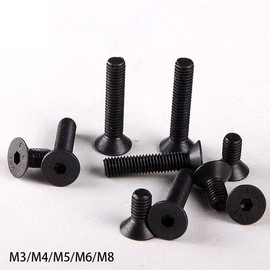 Pack of 1000 M3 Black High Strength Flat Head Countersunk Head Screws Hex Socket Machine Screws for Ship Mounting (M3*16)