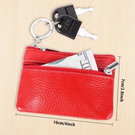 Small Woman Wallet Zipper Coin Purse, Small Money Pouch Change Wallet with Key Ring Double Zipper Card Wallet for Women Key Credit Card ID Lipstick Headset