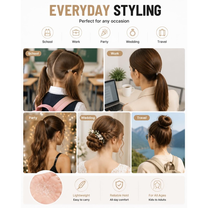Runzefeng 1000 PCS Clear Elastic Hair Bands, Mini Hair Bands