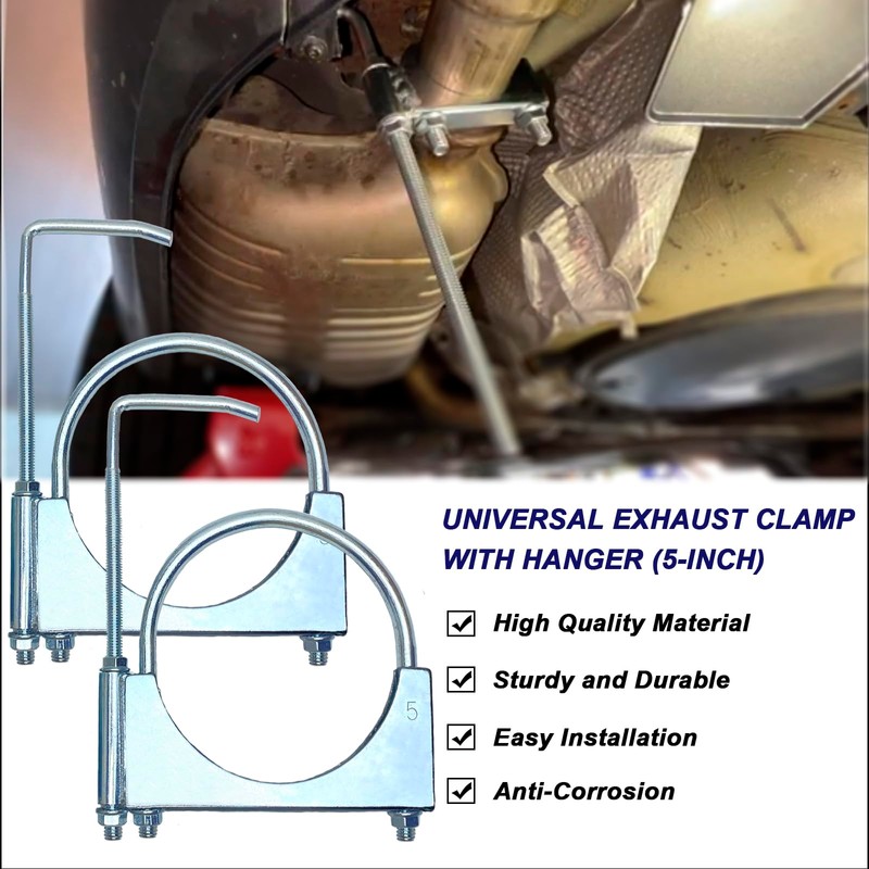 CAROTUPY 5" Heavy Duty Exhaust Clamp With Hanger, Exhaust Pipe