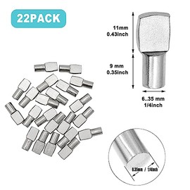 22 Pcs Shelf Pins Pegs,1/4 Inch Diameter Spoon Shape Nickel Plated Shelf Support Pegs,Bookshelf Pegs for Shelves,Cabinet Shelf Bracket Pegs Shelf Pins Holders for Kitchen Furniture & Closet (Silver)