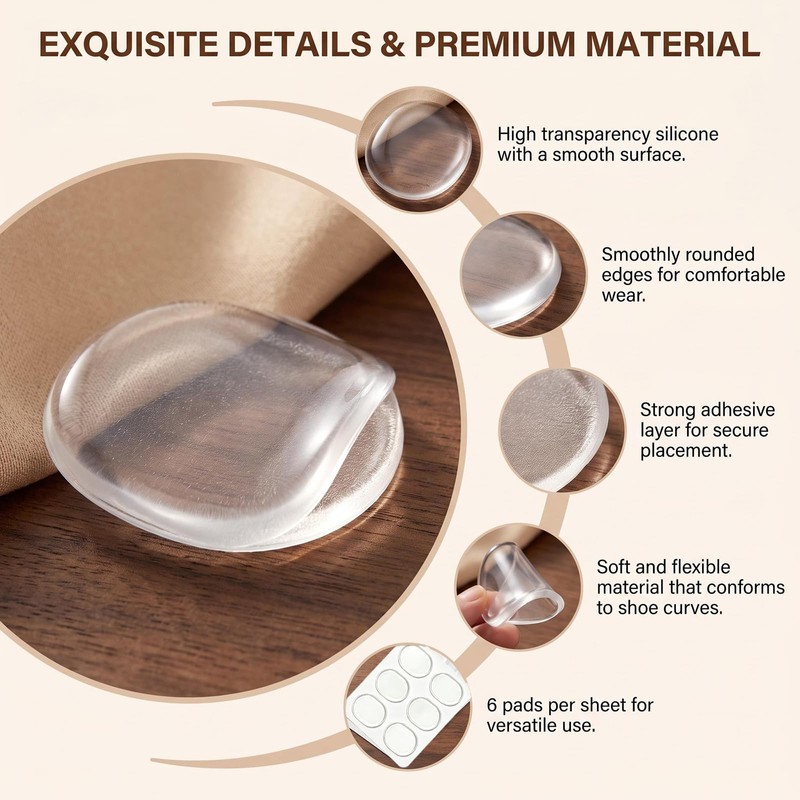 36Pcs Clear Silicone Round Blister Shoe Pads