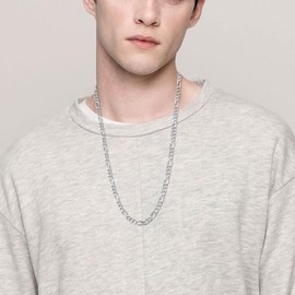 Figaro Chain Sterling Silver Figaro Chain Necklace for Men 3mm 4mm 5.5mm Chain for Men Women (Length: 22", Width: 3mm)