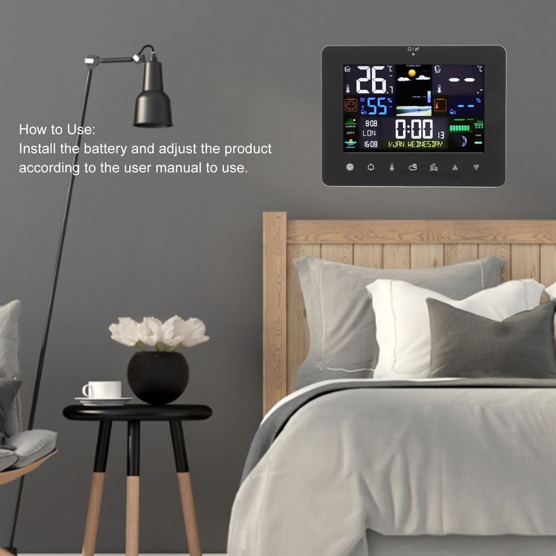 Weather Clock Humidity Temperature Sensor Meter Thermometer for Home Office