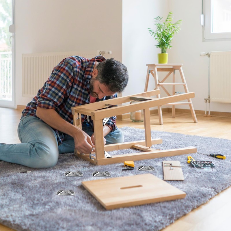 Angle Corner Brackets Metal (Silver, Pack of 20)