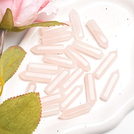 YUEBAYUE 20 PCS Rose Quartz crystal set Natural Gemstones hexagonal Gemstones Wands healing crystal gift