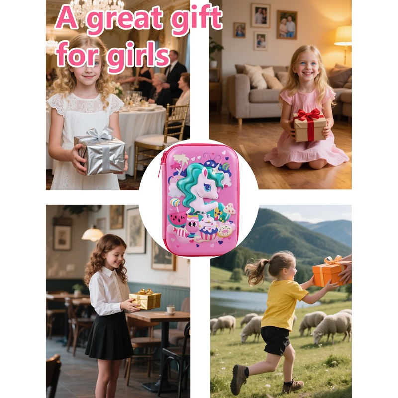 Gxdamxz Pencil Case Girls 3D Pencil Case Lock Unicorn Children