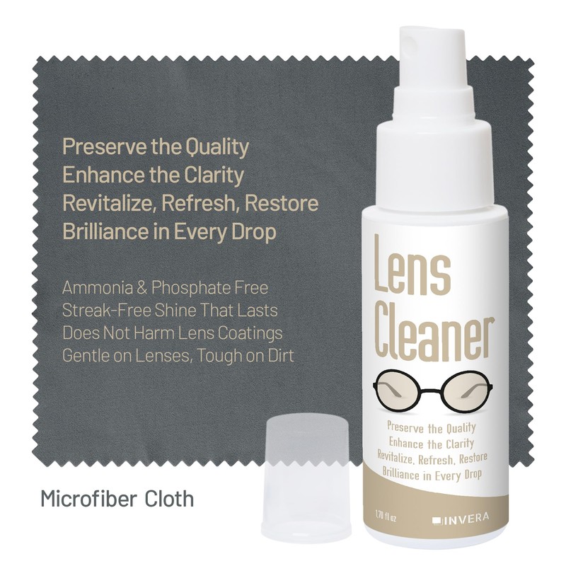 invera Eyeglass Cleaner Spray with Microfiber Cloth Kit, Lens Cleaner