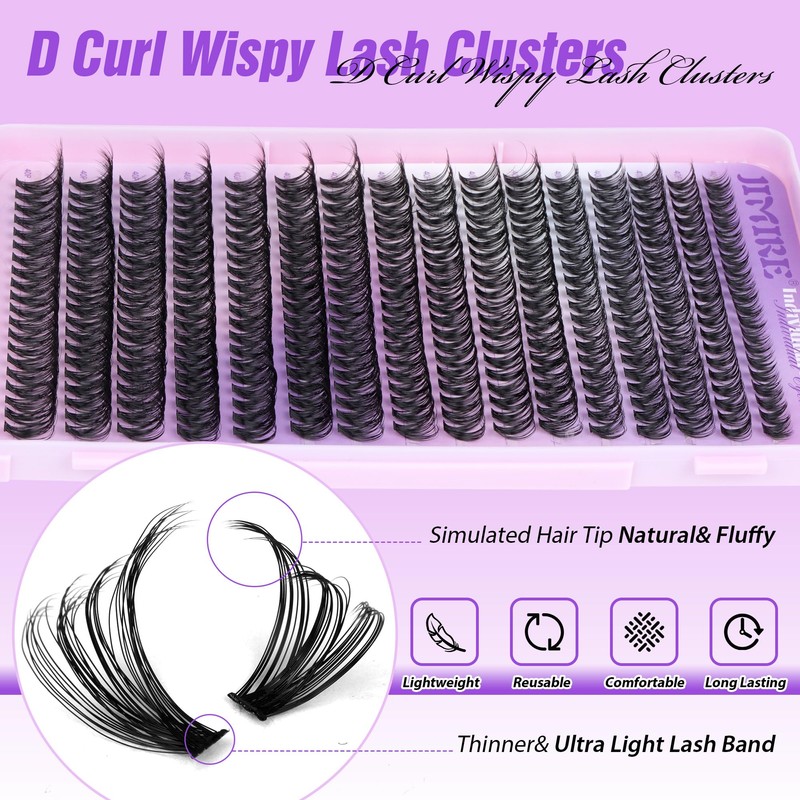 JIMIRE 320Pcs Individual Eyelashes DIY Eyelash Extenison 30D+40D Lash Clusters