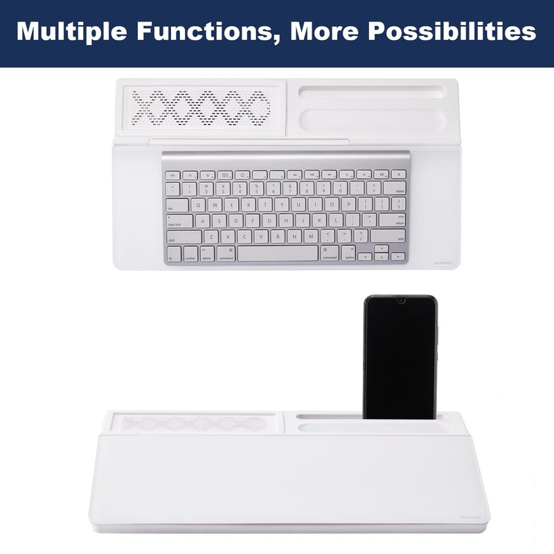Small Glass Desktop Whiteboard Dry-Erase-Board - Computer Keyboard Stand White