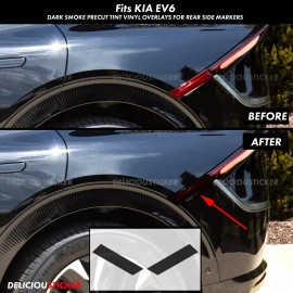 Deliciousticker For 2022-2023 Kia EV6 Smoke Rear Side Marker Tail Light Tint Overlay Vinyl Decal