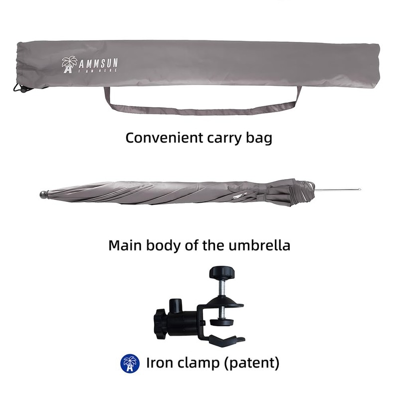 AMMSUN XL Chair Umbrella with Universal Clamp 52 inches and