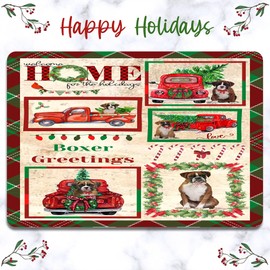 Welcome Home for Christmas Holidays Boxer Dogs Area Rug - Ultra Soft Cute Pet Printed - Unique Style Floor Carpet - Decorative Rug for Indoor, 5'x3'3''