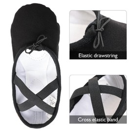 Soudittur Ballettschuhe Mädchen Ballettschläppchen Trainings Tanzschuhe Gymnastikschuhe Yogaschuhe Geteilte Ledersohle für Kinder und Damen EU 39 Schwarz