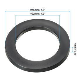 PATIKIL M32 Rubber Flat Washer, 10 Pack 32mm ID 45mm OD 4mm Thick Sealing Spacer Gasket Ring for Faucet Pipe Water Hose Fastener Bolt, Black