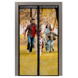 Magnetic Screen Doors 44 x 83 in with MagnetsHeavy Duty Mesh Curtain Door Screen Closure Fits All Doors Keep Mosquito Bugs Fly Away Outdoor Pet Kid Entry Friendly Full Frame Hook Loop Keep Open.