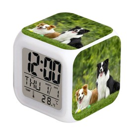 LED Alarm Clock Dogs Desk Table Glowing Electronic Colorful Digital Clock for Girl Boy Kids Children Room Bedroom Toy Birthday Present Gift