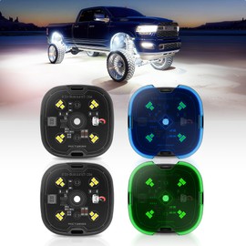 MICTUNING C6 White Rock Lights 4 Pods, Spot & Flood Dual Beam Pod Lights