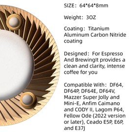 2pic Rose Gold Multi-Purpose Espresso Grinder, 64mm Flat Burrs for DF64, DF64P, DF64E, DF64V, Mazzer Super Jolly and Mini-E, Anfim Caimano and CODY II, Lagom P64, Fellow Ode (2022 version or later)