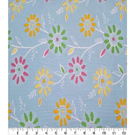 100% Cotton Fabric Sold by The Yard 1 Yard = 36 in. Length (Floral Vine Blue)