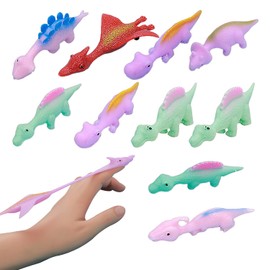 10 Pieces Finger Toys, Slingshot Dinosaur Finger Toys, Rubber Toys, Dinosaur Catapult, Kids Toys, Stress Relief Small Toys