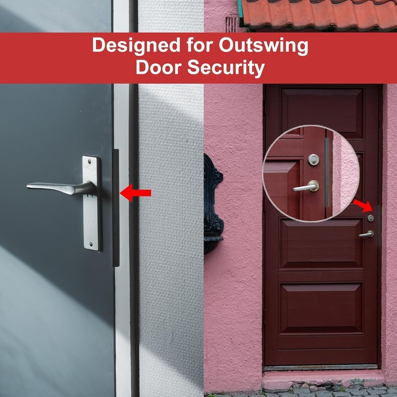 Door Latch Guard Plate, Outswing Door Security Protector, L-Shaped Door