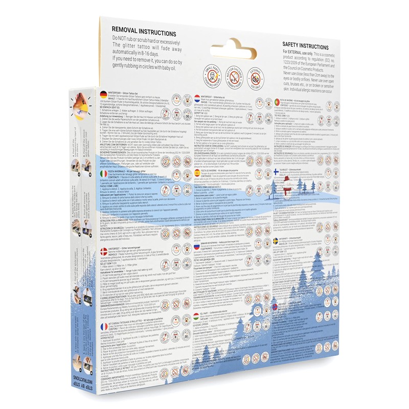 Winter Party Glitter Tattoo Set with Biodegradable Glitter - Made