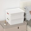 Xowine 6-Pack Plastic Woven Basket with Lids, Lidded Storage Bin,