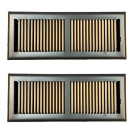 Rocky Mountain Goods Floor Register Vent (Pack of 2) for 4" x 12" Vent Openings (Actual Dim. 13.25" x 5.375") - Contemporary Design - Brushed Nickel Finish - Steel Construction - Air Supply Lever