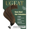 Ugeat Nano Ring Hair Extensions Human Hair Brown Balayage Nano