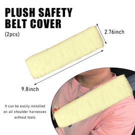 Yourkar 2 PCS Car Seat Belt Cover, Soft Auto Seatbelt Protector for a More Comfortable Driving, Warm Plush Seatbelt Shoulder Neck Pad Cushion Fit for All Cars, Car Accessories (Beige)
