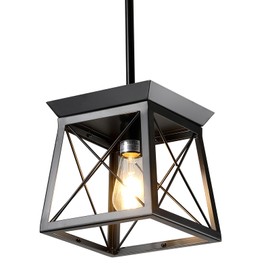 XIPUDA Farmhouse Pendant Light Fixture Kitchen Island Lighting Industrial Metal Ceiling Hanging Farmhouse Chandeliers for Dinning Room Living Room (Black)