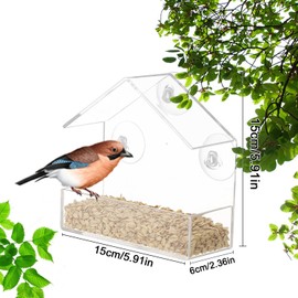 WUBAYI Window Bird Feeder,Acrylic Clear Bird Feeder Bird Feeder Window with 4 Suction Cups House Shape Design Bird Window Feeder Bird Feeders for Garden Outdoor Backyard Little Birds