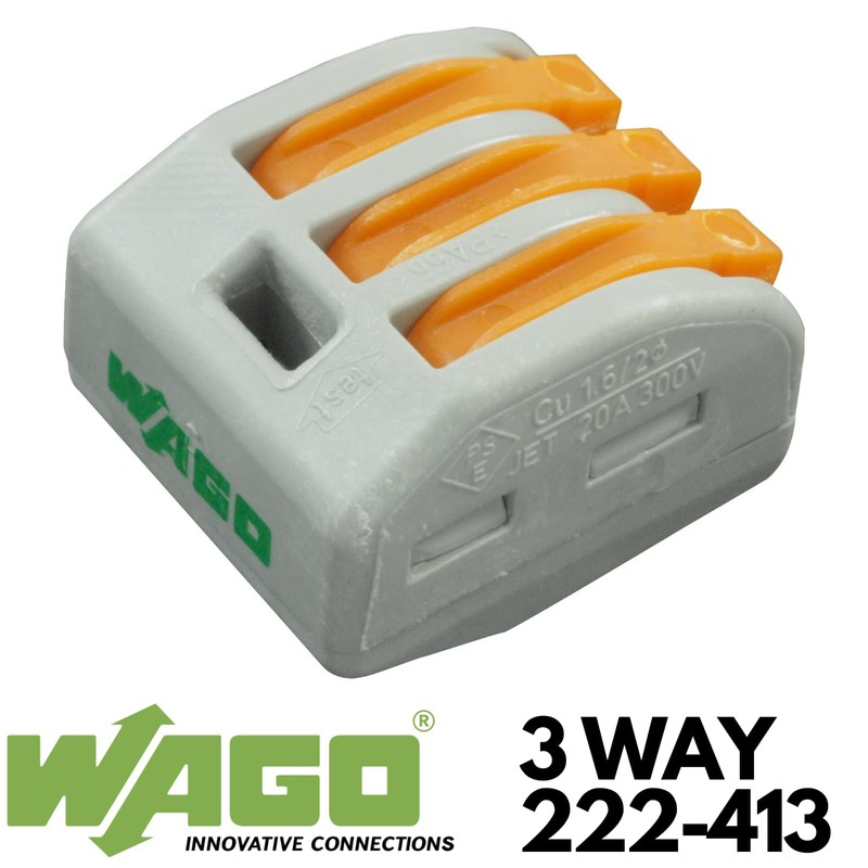 WAGO 222-413 3 Ladder Terminal Block with Lever, 4 mm