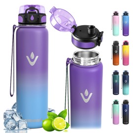 Vikaster Stainless Steel Water Bottle, 1000 ml Stainless Steel Drinking Bottle, Leak-proof Water Bottle for School, Sport