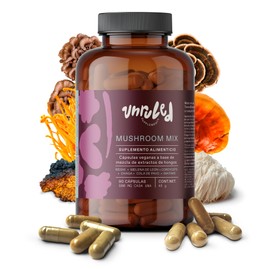 Unruled - Mushroom Mix | 90 Cápsulas Veganas 45g Extracto puro de Hongo Reishi, Cordyceps, Melena de león, Chaga, Maitake, Cola de pavo de alta calidad.