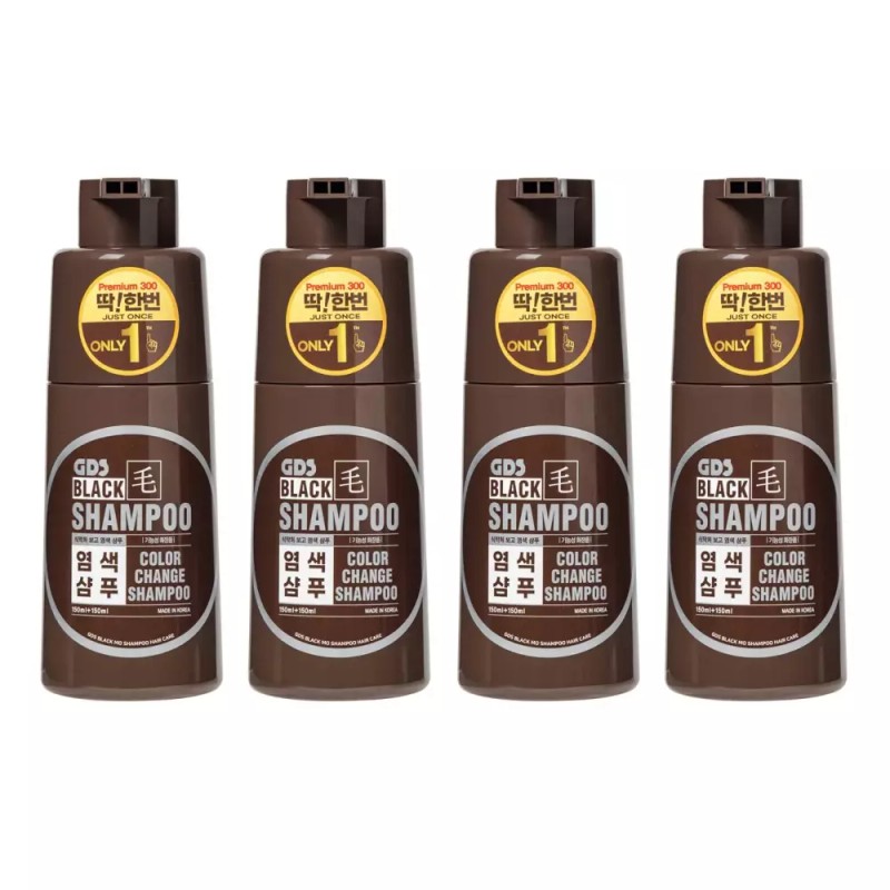 DdakHanBeon 딱한번 염색 샴푸 프리미엄 300 300ml 4통 [흑색4통] Once