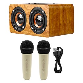Tiardey H3 Wooden Karaoke Machine Microphone Karaoke with 2 Wireless Microphones Boyfriend Husband