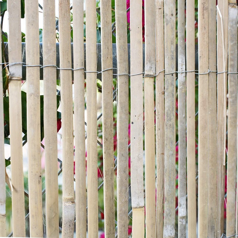 FOREVER BAMBOO Natural Split Rolled Bamboo Fence Panel for Garden