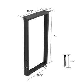 ALLCOS Metal Table Legs 28 Inch Heavy Duty Desk Legs Dinig Table Legs Black Metal Coffee Table Legs with Adjustable Feet Pads, Black, Set of 2