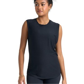 POPSUGAR Womens Workout Tops for Women, Sleeveless Loose Fit Athletic Muscle Workout Tank Top for Sports Gym Exercise Yoga Black Night Small