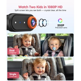 LUCKVIEW BM2 PRO Dual Baby Car Camera, 5.2" 1080P HD Night Vision for Rear-Facing Car Seats, Easy Install – Ideal for Parents with 2 Kids and Pets