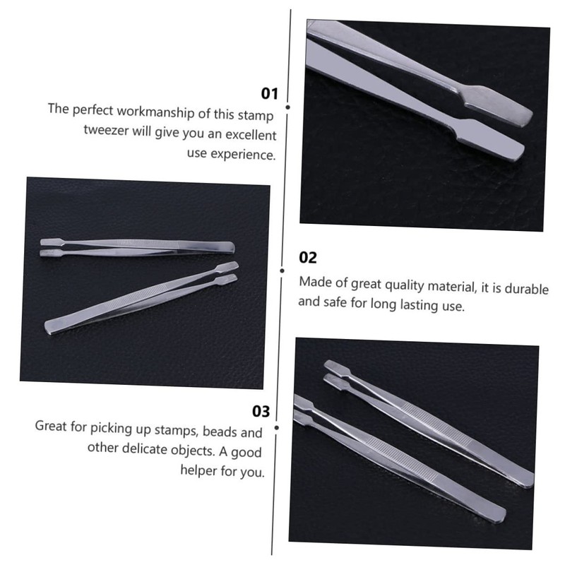 DOITOOL 3pcs Stainless Steel Stamp Nipper Tweezers Lightweight Precision Tools