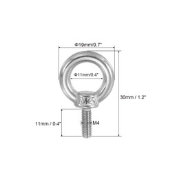PATIKIL Lifting Shoulder Eye Bolts, M4x11 304 Stainless Steel Male Thread with Hex Screw Nut Gasket Flat Washer for Hanging Securing Chain Wire Rope, 4 Sets