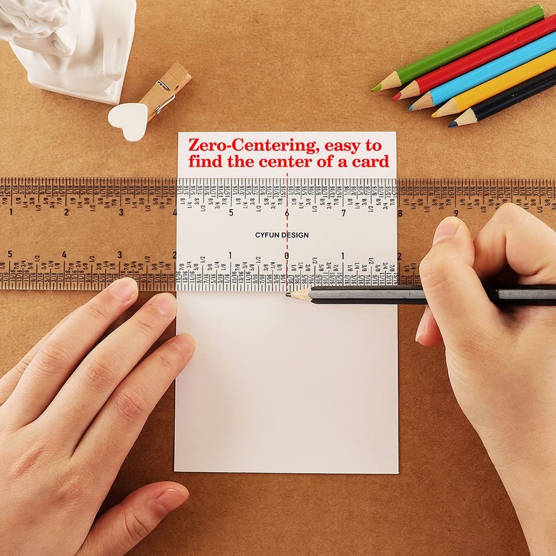 2 Pieces 6"/12" Clear Acrylic Ruler Zero-Centering Ruler with Inches