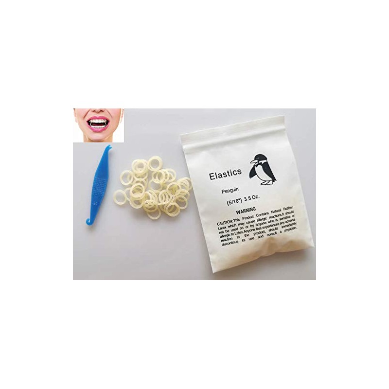 100 Pcs DentalSmile Amber Elastic Latex Braces 3.5oz 5/16 Dental