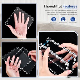 Novacrylion Acrylic Picture Frames. 5×5inch 6Pack - Double-Sided Scalloped Photo Frame, 20mm Ultra-Clear Block, Modern Desktop Display for Home/Office Decor (6 Pack, 5X5)