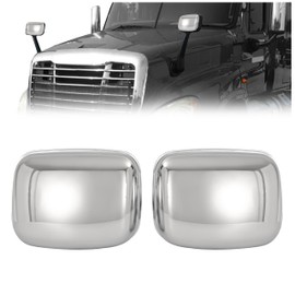 HECASA Front Pair Left&Right Hood Mirror Cover Compatible with 2008-2017 Freightliner Cascadia Front Outside Mirror Cap Trim Plastic ABS Chrome Silvery Driver&Passenger Side